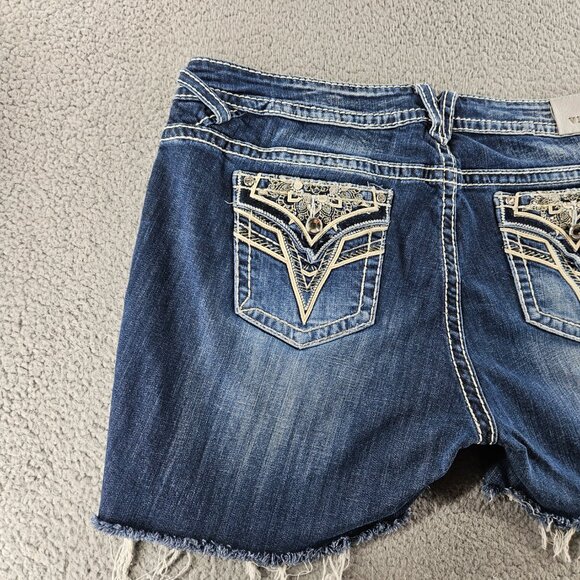 Vigoss Denim Shorts Womens 24 Blue Dallas Cut Off Frayed Hem Distressed Jean - Picture 14 of 16